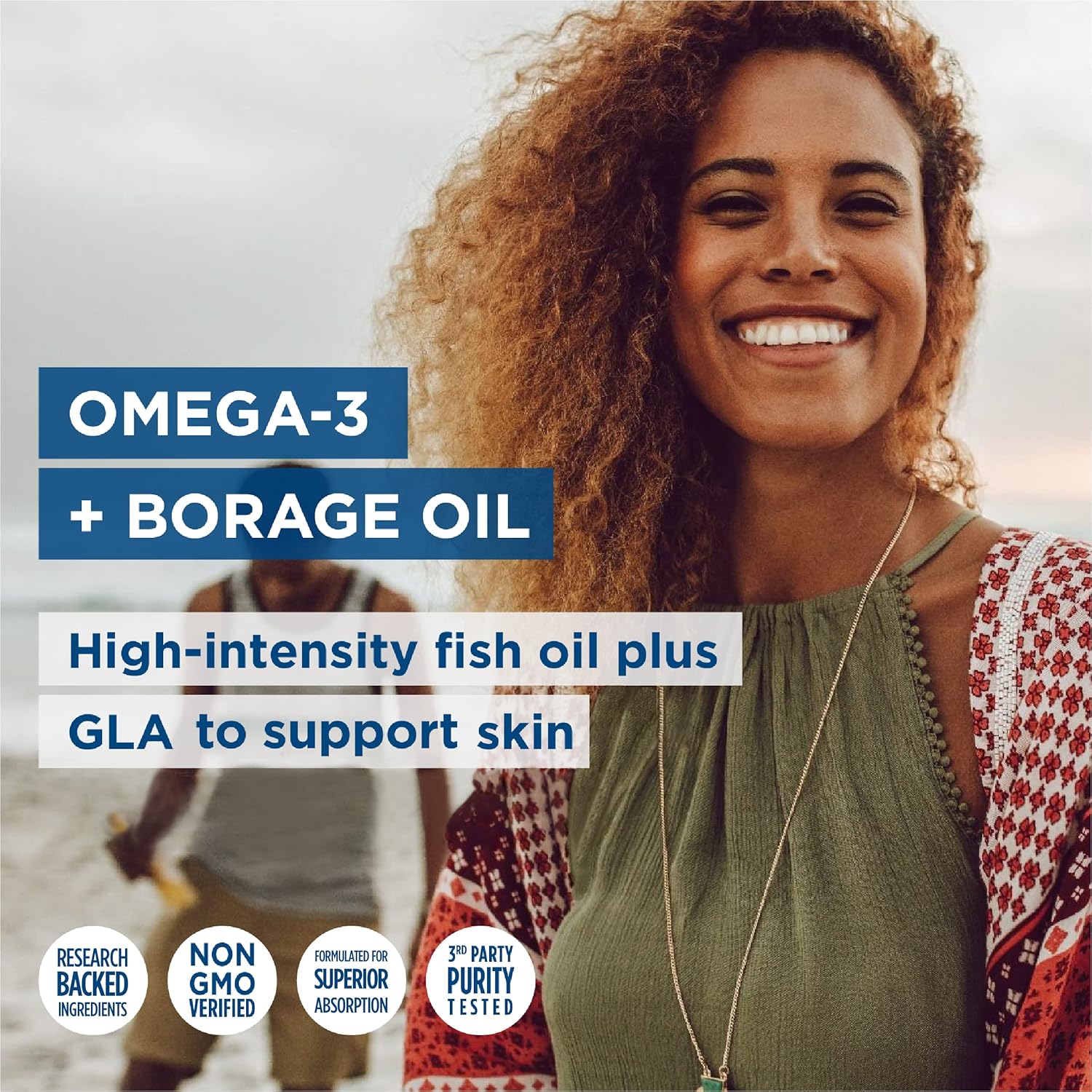 Nordic Naturals Omega-3 + Borage Oil Soft Gels - Skin Health Supplement with Natural Lemon Flavor - Non-GMO - 60 Count