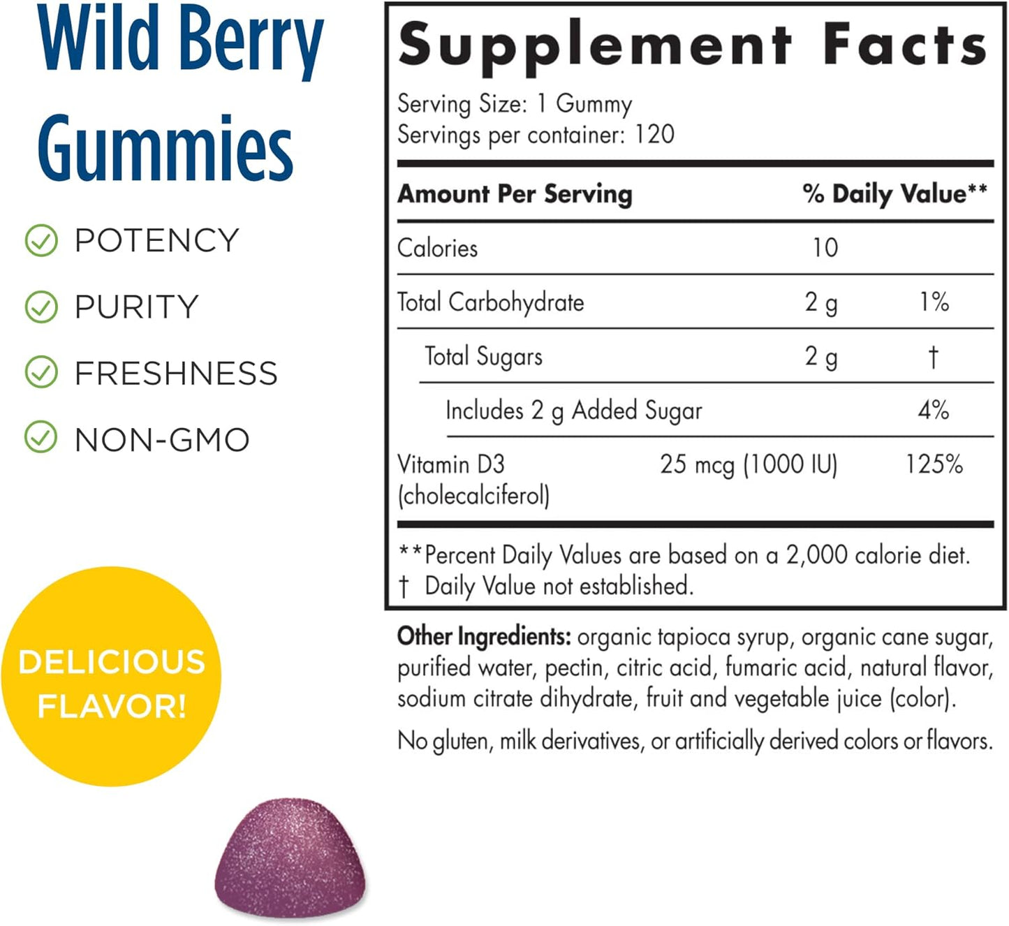 Nordic Naturals Pro Vitamin D3 Gummies - Wild Berry Flavor - 1000 IU - Supports Bone Health, Mood, & Immune System - Non-GMO - 120 Servings