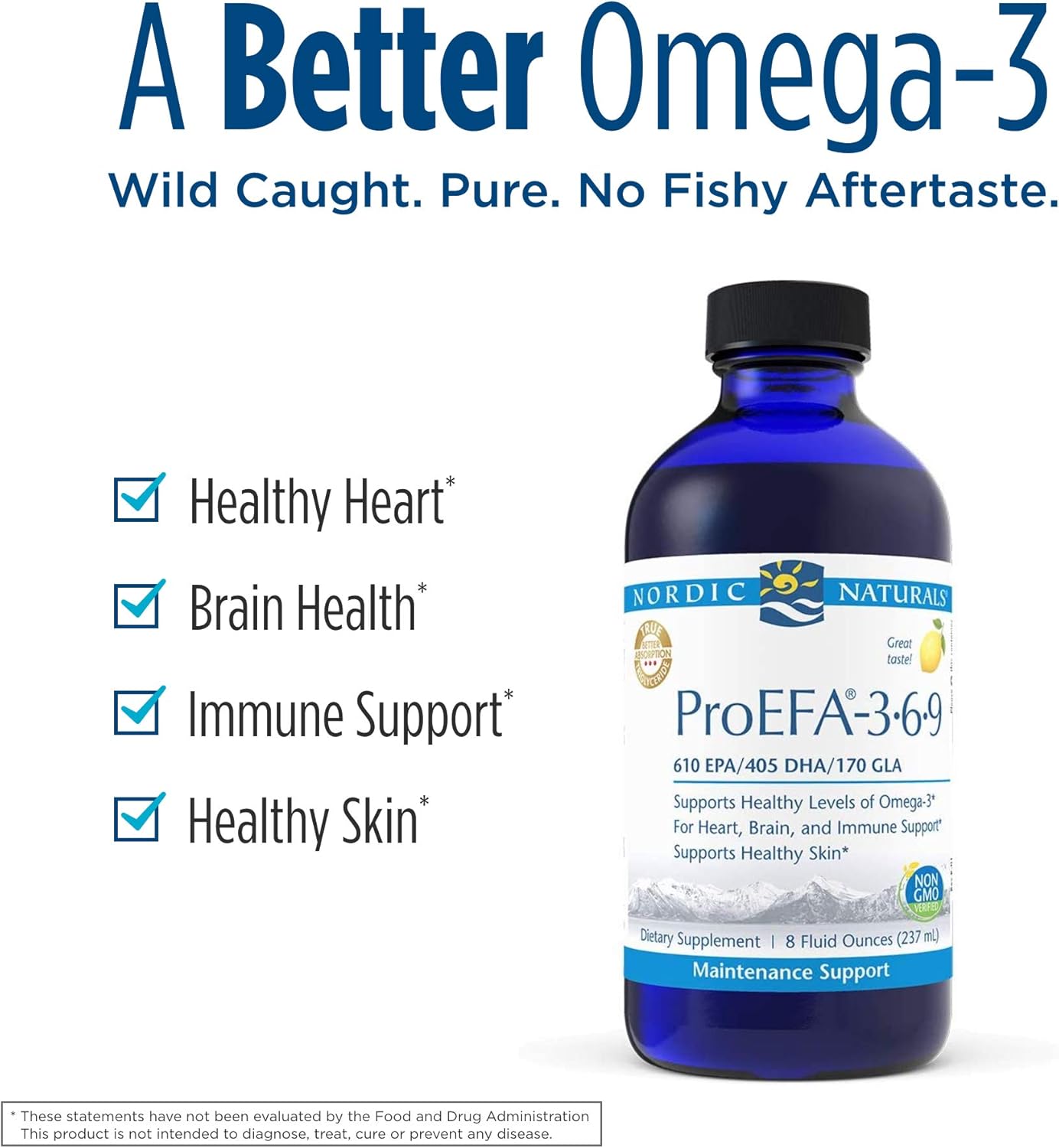 Nordic Naturals ProEFA 3-6-9 Lemon Flavor Liquid Supplement - 8 oz Bottle - 1270 mg Omega-3 EPA & DHA with GLA - Skin, Brain, & Mood Support - Non-GMO - 48 Servings