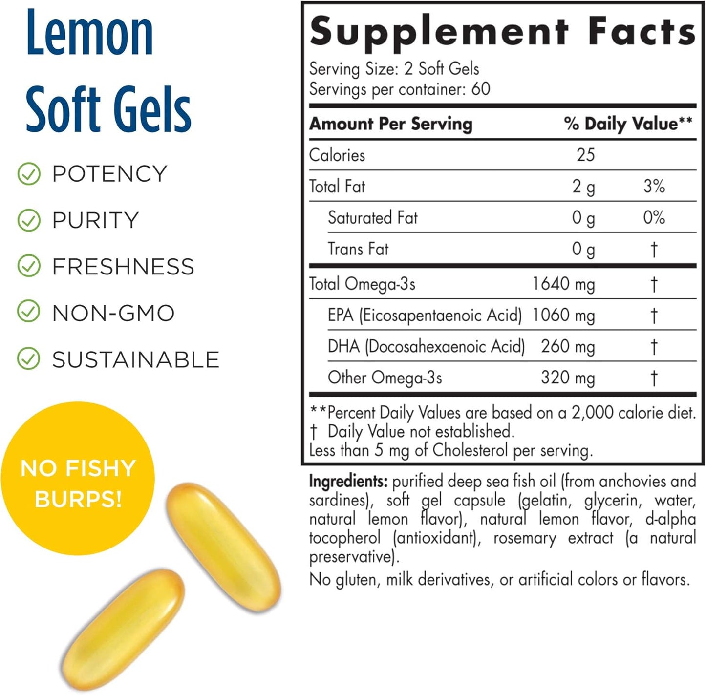 Nordic Naturals ProEPA Xtra Soft Gels - Lemon Flavor, 1640mg Omega-3, High-Intensity EPA Formula for Mood and Heart Health, Non-GMO - 60 Servings