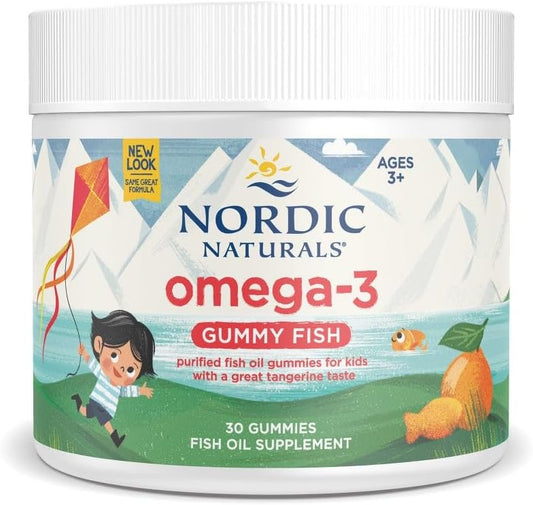 Nordic Naturals Tangerine Omega-3 Gummy Fish - 30 Gummy Fish - 124 mg Total Omega-3s - Non-GMO - 30 Servings