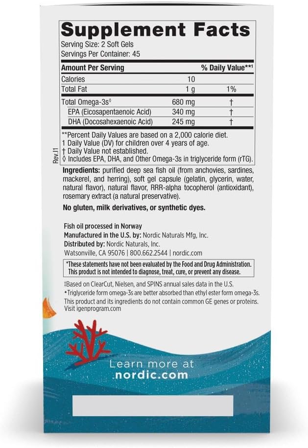 Nordic Naturals Ultimate Omega Jr. Strawberry Soft Gels - 90 Count - 680 Omega-3s - EPA & DHA for Brain Health - Non-GMO - 45 Servings