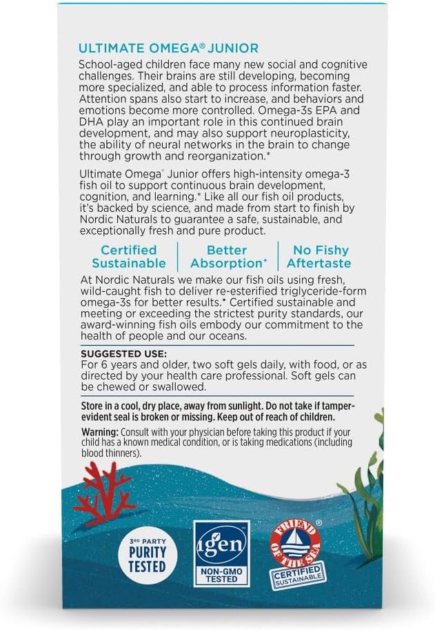 Nordic Naturals Ultimate Omega Jr. Strawberry Soft Gels - 90 Count - 680 Omega-3s - EPA & DHA for Brain Health - Non-GMO - 45 Servings