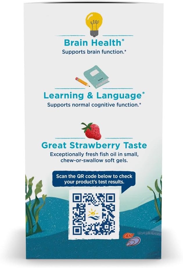 Nordic Naturals Ultimate Omega Jr. Strawberry Soft Gels - 90 Count - 680 Omega-3s - EPA & DHA for Brain Health - Non-GMO - 45 Servings