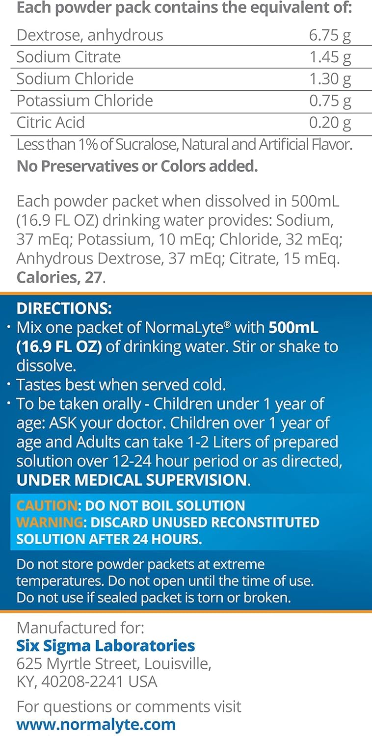 NormaLyte Oral Rehydration Salts - 48 Stick Packs - Grapes Flavor - Energy and Potassium Supplement for Dehydration Recovery - Quick Absorption - 500mL per Pack