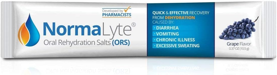 NormaLyte Oral Rehydration Salts - 48 Stick Packs - Grapes Flavor - Energy and Potassium Supplement for Dehydration Recovery - Quick Absorption - 500mL per Pack