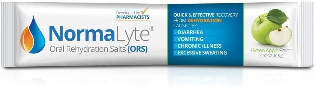 NormaLyte Oral Rehydration Salts: 48 Stick Packs for Quick Absorption - Apple Flavor - Energy and Potassium Supplement for Dehydration Recovery - 500mL per Pack