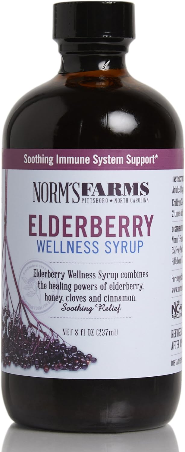 Norm's Farms Black Elderberry Wellness Syrup and Extract - Natural Immune Support - 2-Pack of 8 Oz. Containers