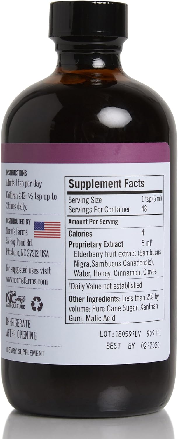 Norm's Farms Black Elderberry Wellness Syrup and Extract - Natural Immune Support - 2-Pack of 8 Oz. Containers