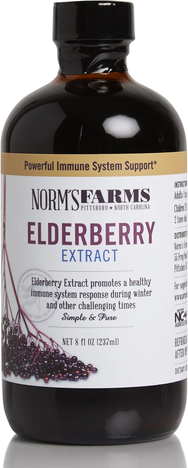 Norm's Farms Black Elderberry Wellness Syrup and Extract - Natural Immune Support - 2-Pack of 8 Oz. Containers