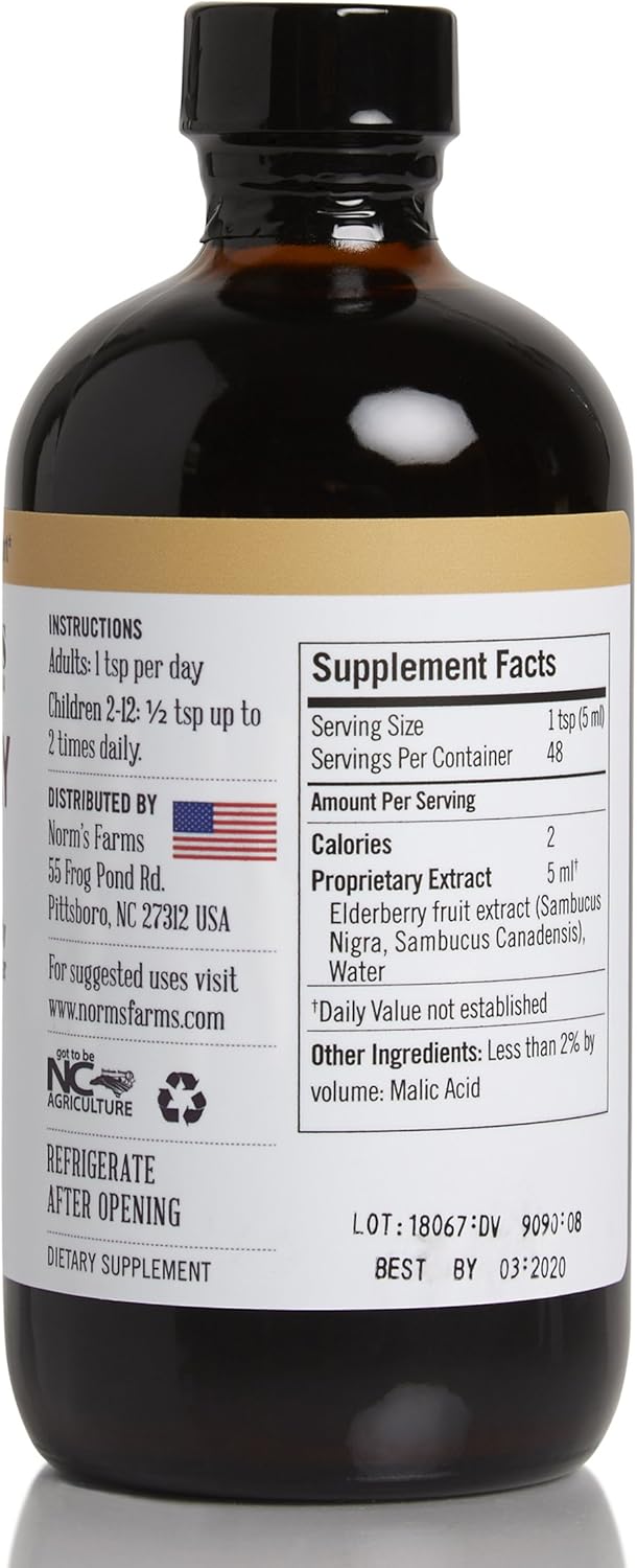 Norm's Farms Black Elderberry Wellness Syrup and Extract - Natural Immune Support - 2-Pack of 8 Oz. Containers