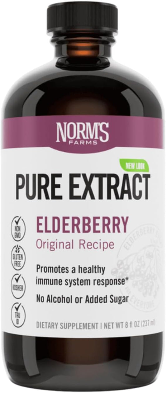 Norm's Farms Elderberry Extract - Pure Immune Support Concentrate from American Berries - Vegan, Gluten Free, Non-GMO - 8 Oz. Bottle