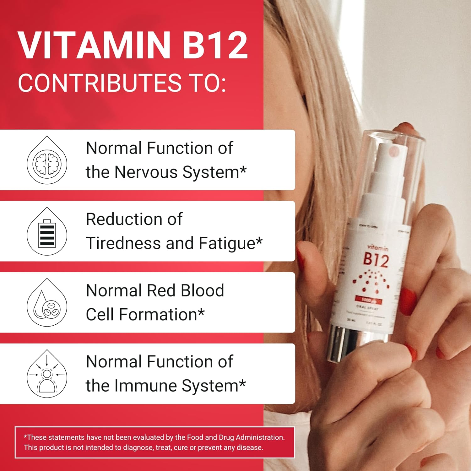 NorVita Vitamin B12 Spray - 500 mcg (150 Servings) - MHA Complex - Vegan & Non-GMO Liquid Supplement