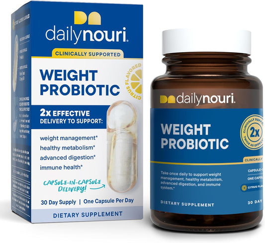 Nouri Weight Health Probiotic for Men and Women | Supports Weight Management, Metabolism, and Digestion | Vegan Omega 3-6-9 Blend | 30-Day Supply