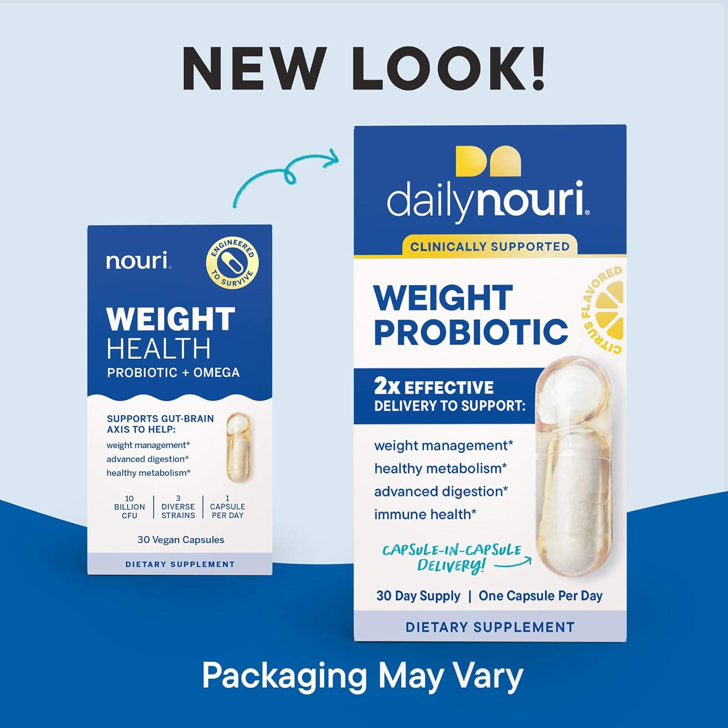 Nouri Weight Health Probiotic for Men and Women | Supports Weight Management, Metabolism, and Digestion | Vegan Omega 3-6-9 Blend | 30-Day Supply