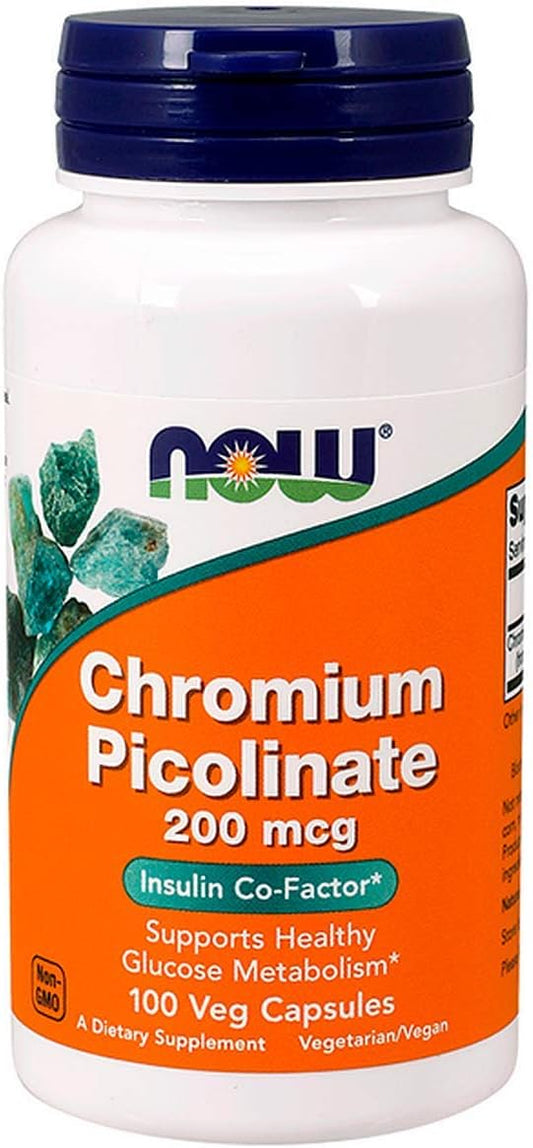 NOW Chromium Picolinate 200mcg - 200 Capsules, Pack of 2 - NOW Foods