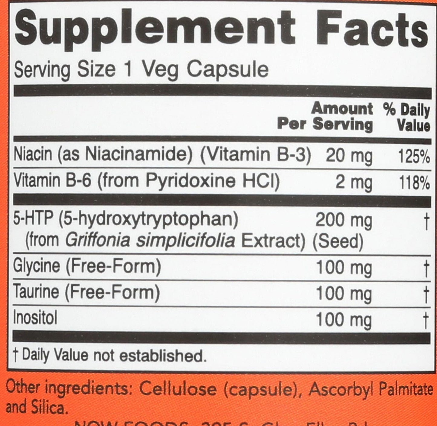 Now Foods 5-HTP 200 mg Vegetarian Capsules, 60 Count Bottle