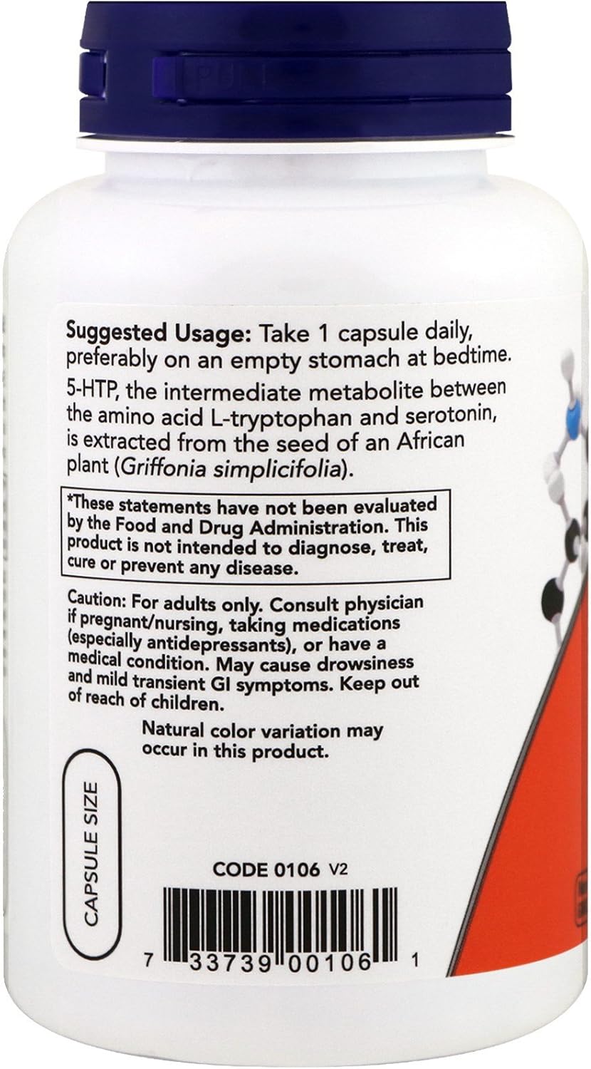Now Foods 5-HTP Supplement for Mood Support and Stress Relief
