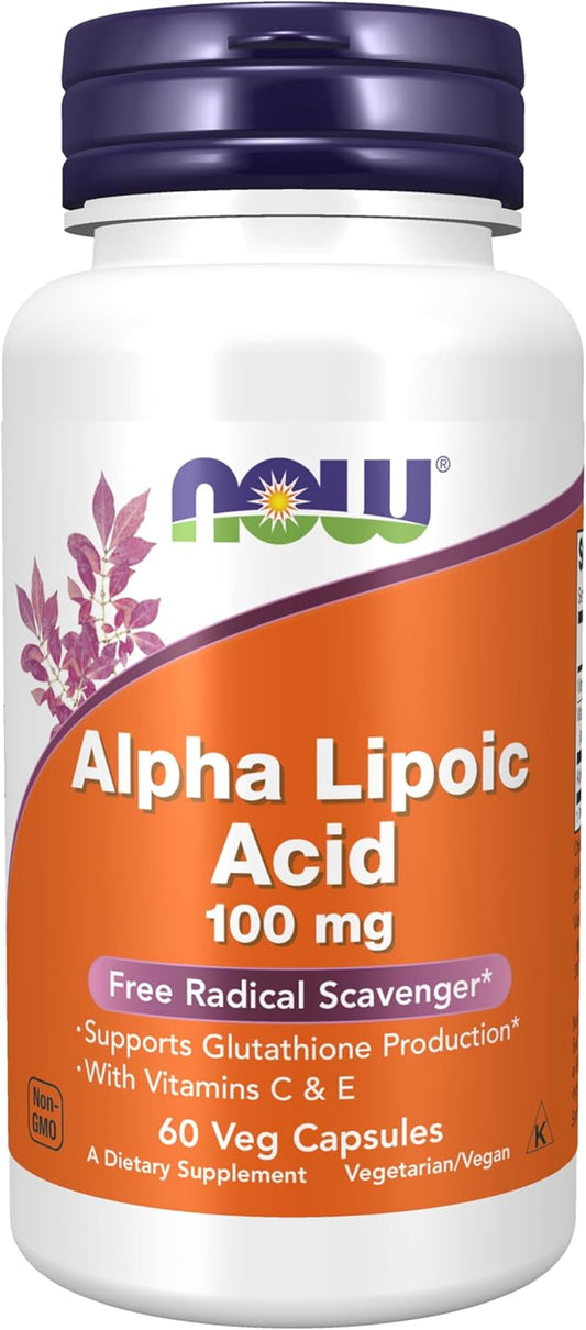 NOW Foods Alpha Lipoic Acid 100mg with Vitamins C & E - 60 Veg Capsules