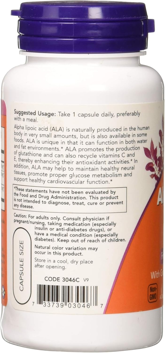 NOW FOODS Alpha Lipoic Acid 600mg Capsules - 60 Count