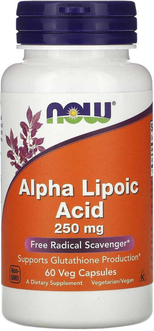 Now Foods Alpha Lipoic Acid Dietary Supplement, 60 Capsules, 250mg