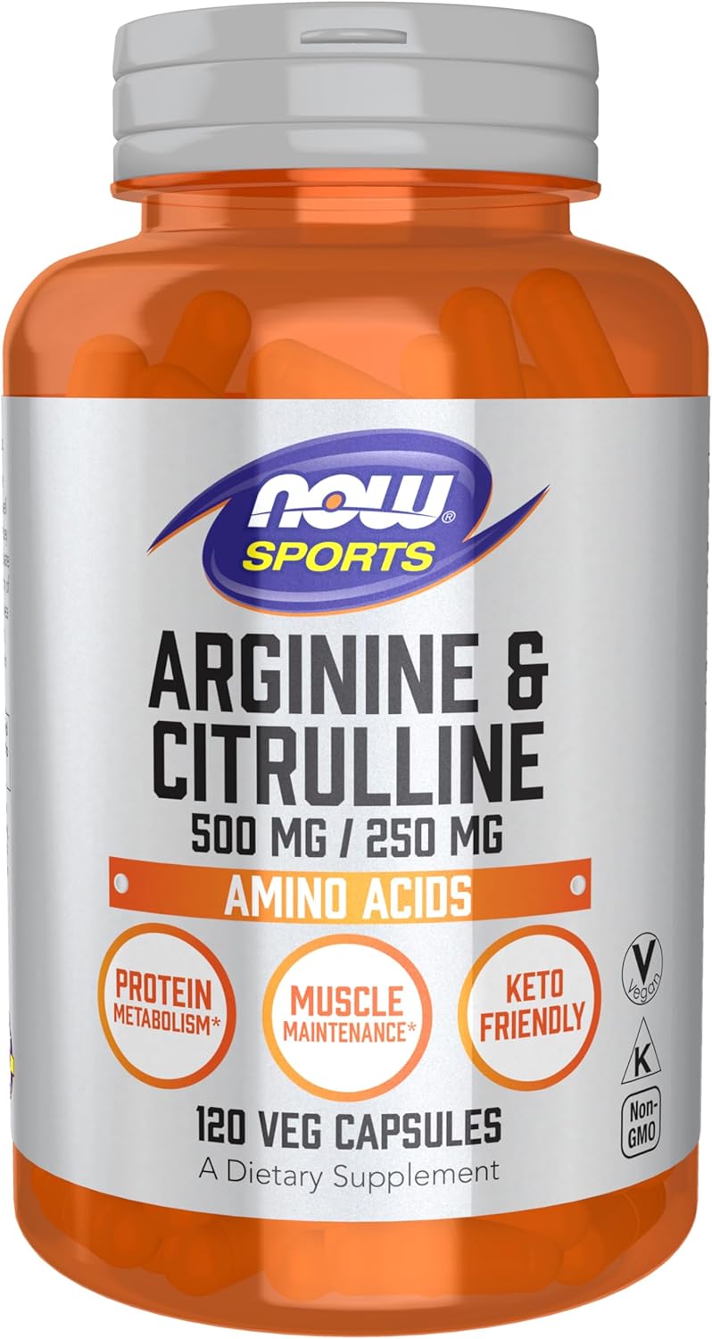 Now Foods Arginine and Citrulline Capsules - 120 Veg Caps - Cardiovascular Health Support