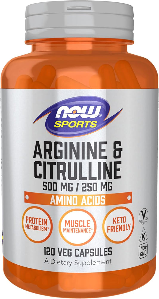 Now Foods Arginine and Citrulline Capsules - 120 Veg Caps - Cardiovascular Health Support