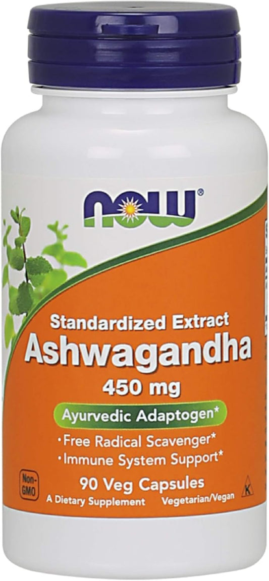 Now Foods Ashwagandha Extract 450mg 90 Veg Capsules - Pack of 2