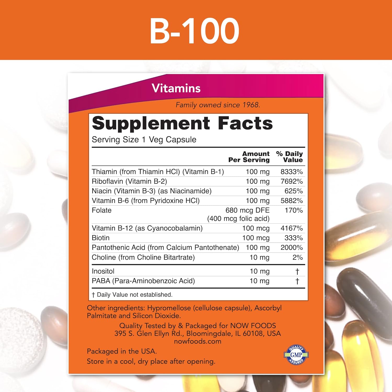 Now Foods B-100 Capsules - Pack of 200 for Optimal Energy Support