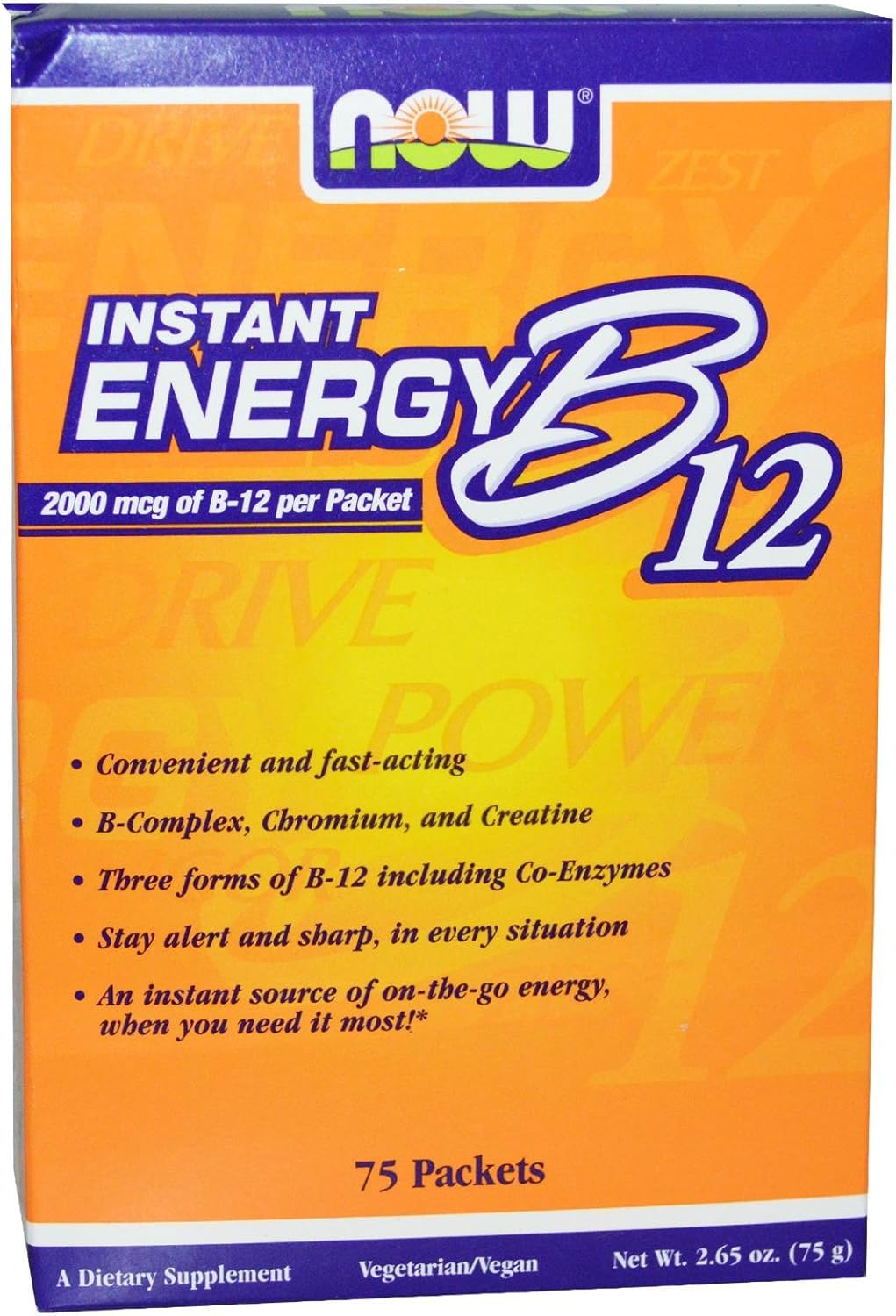 Now Foods B-12 Instant Energy Packets - 75 Packets, Convenient On-the-Go Energy Boost