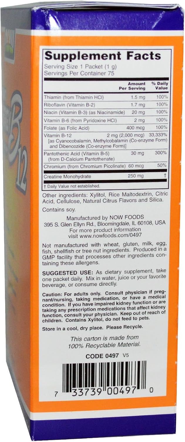 Now Foods B-12 Instant Energy Packets - 75 Packets, Convenient On-the-Go Energy Boost