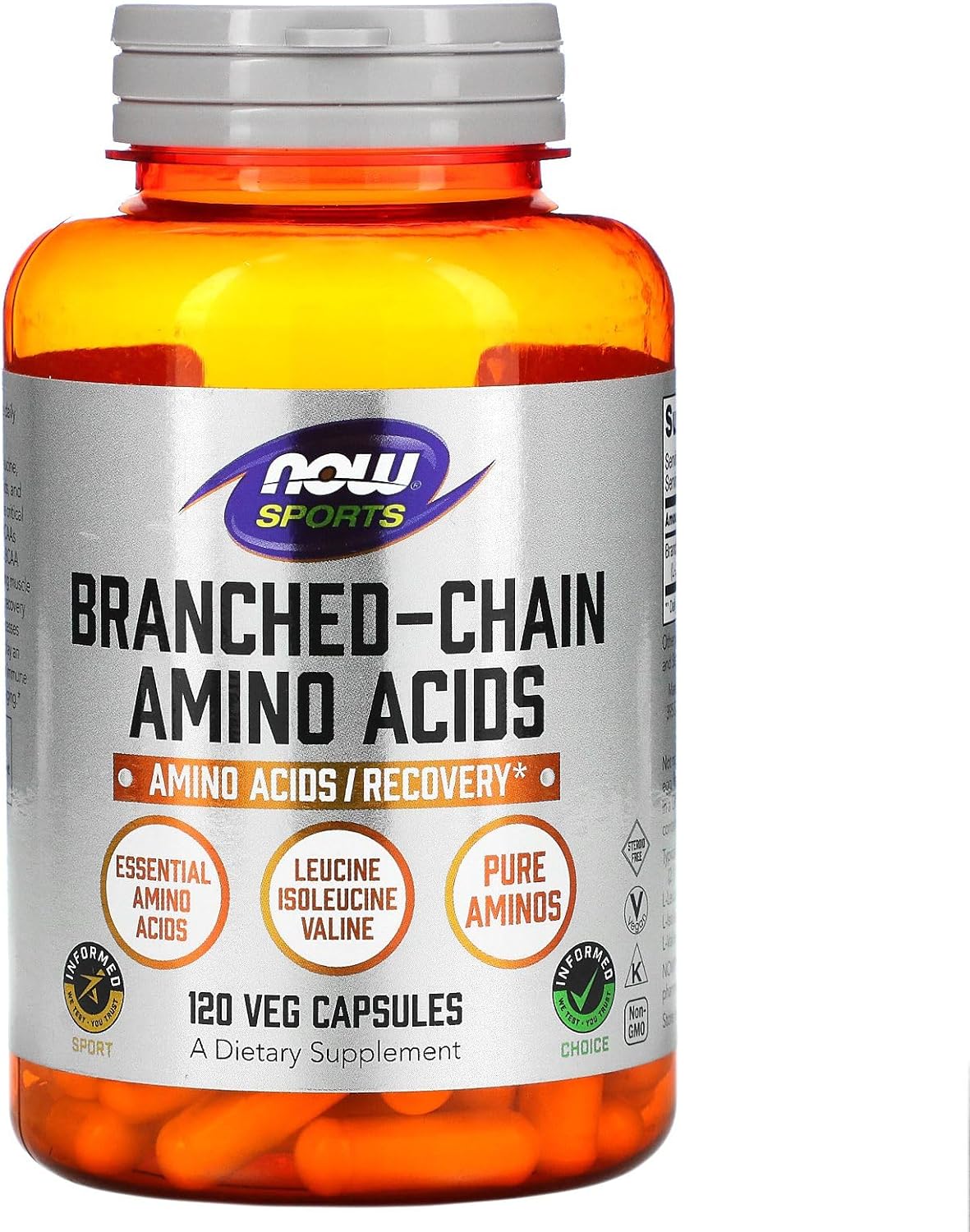 NOW Foods BCAA 800mg Supplement - 120 Capsules for Muscle Recovery and Endurance - Branch-Chain Amino Formula