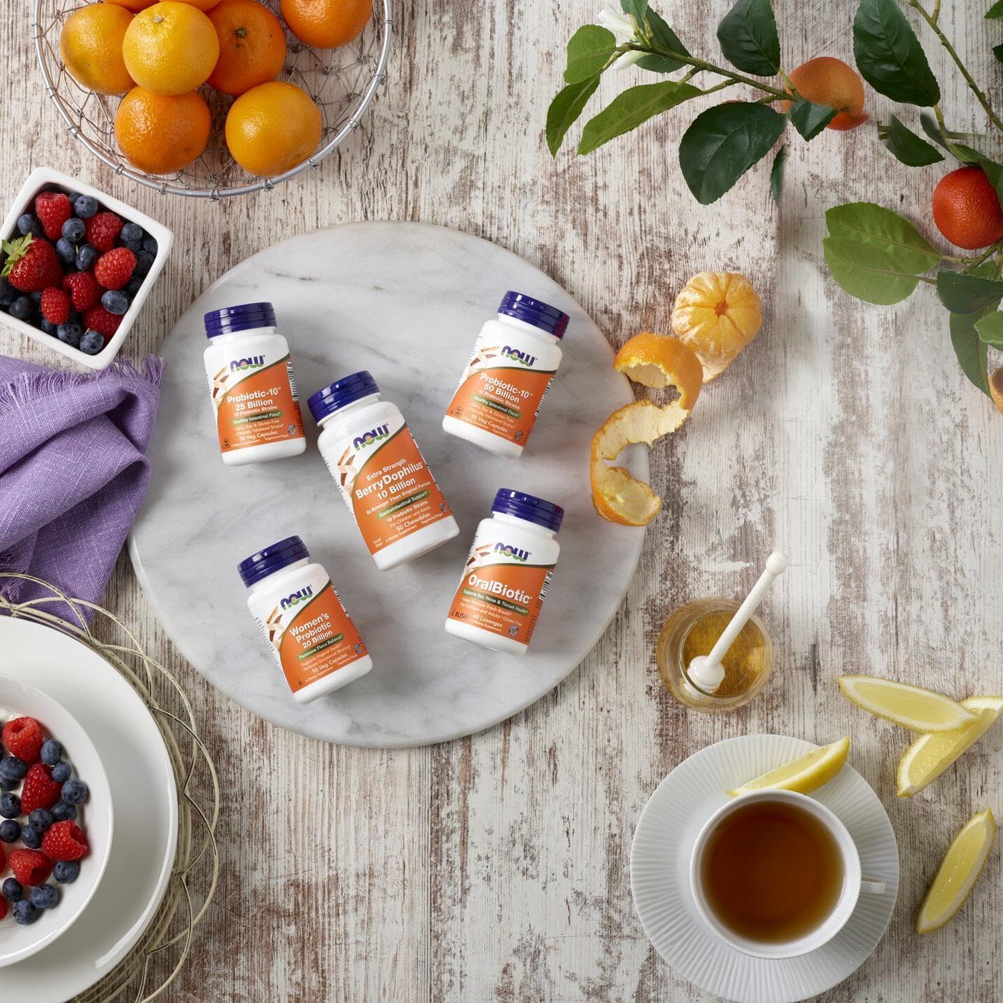 NOW Foods BerryDophilus™ Probiotic Supplement for Adults & Children - 10 Strains, Extra Strength, 50 Chewables