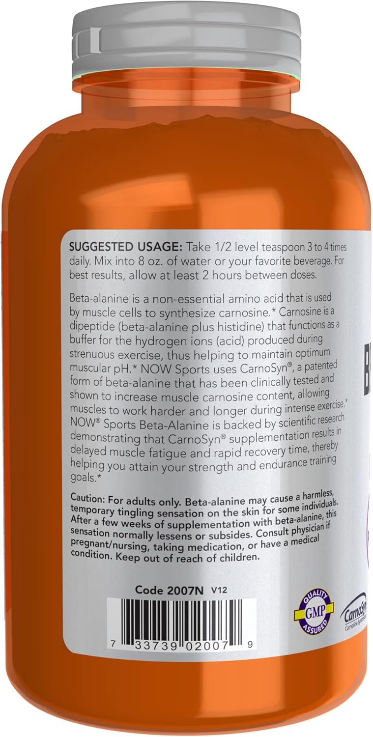 NOW Foods Beta-Alanine Pure Powder 2,000mg for Muscular Endurance - 500g
