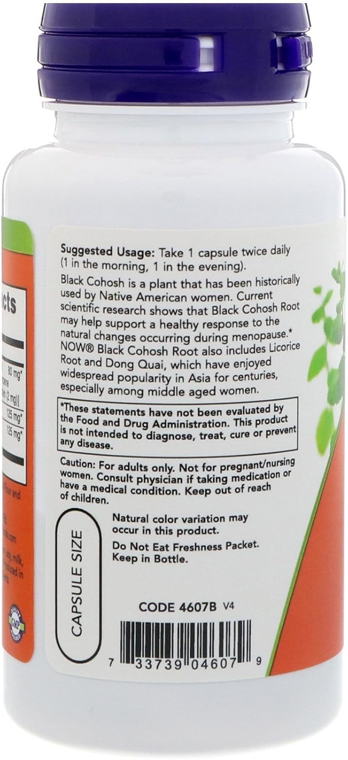 NOW Foods Black Cohosh Dietary Supplement - 80 mg Capsules for Menopause Support