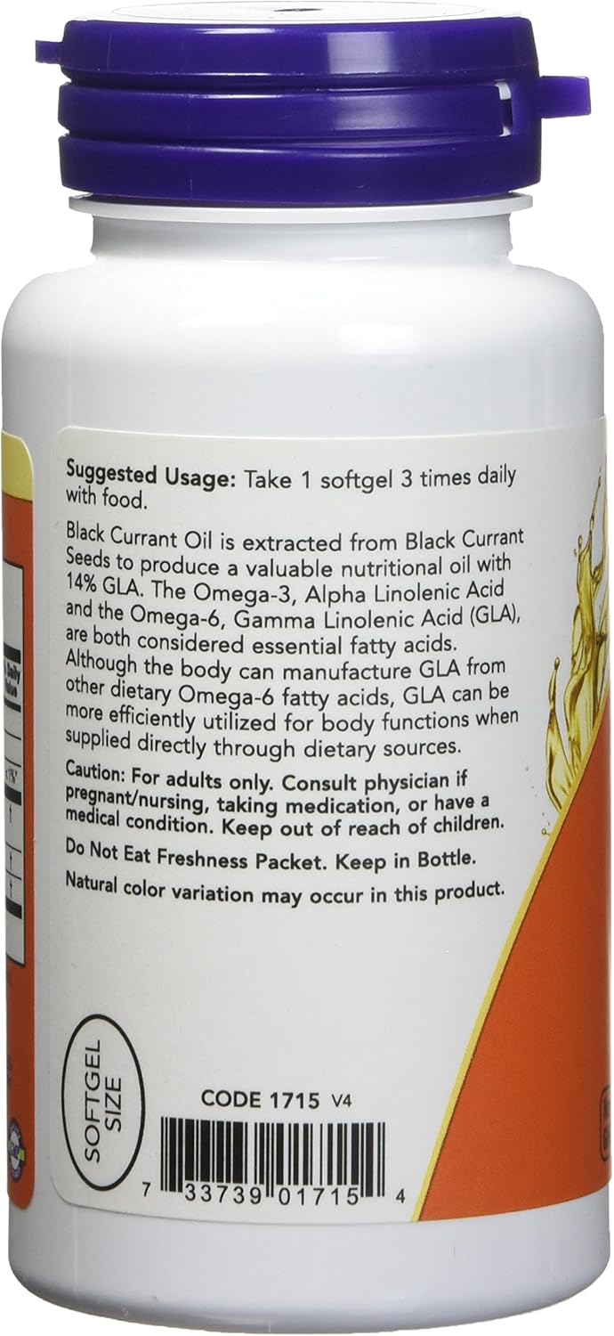 Now Foods Black Currant Oil Softgels, 500mg - 100 Count (Pack of 2) - Natural Source of Omega-3 and Antioxidants