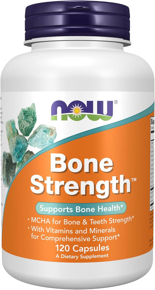 NOW Foods Bone Strength™ Supplement with MCHA, Magnesium, Vitamins C,D,K - 120 Capsules