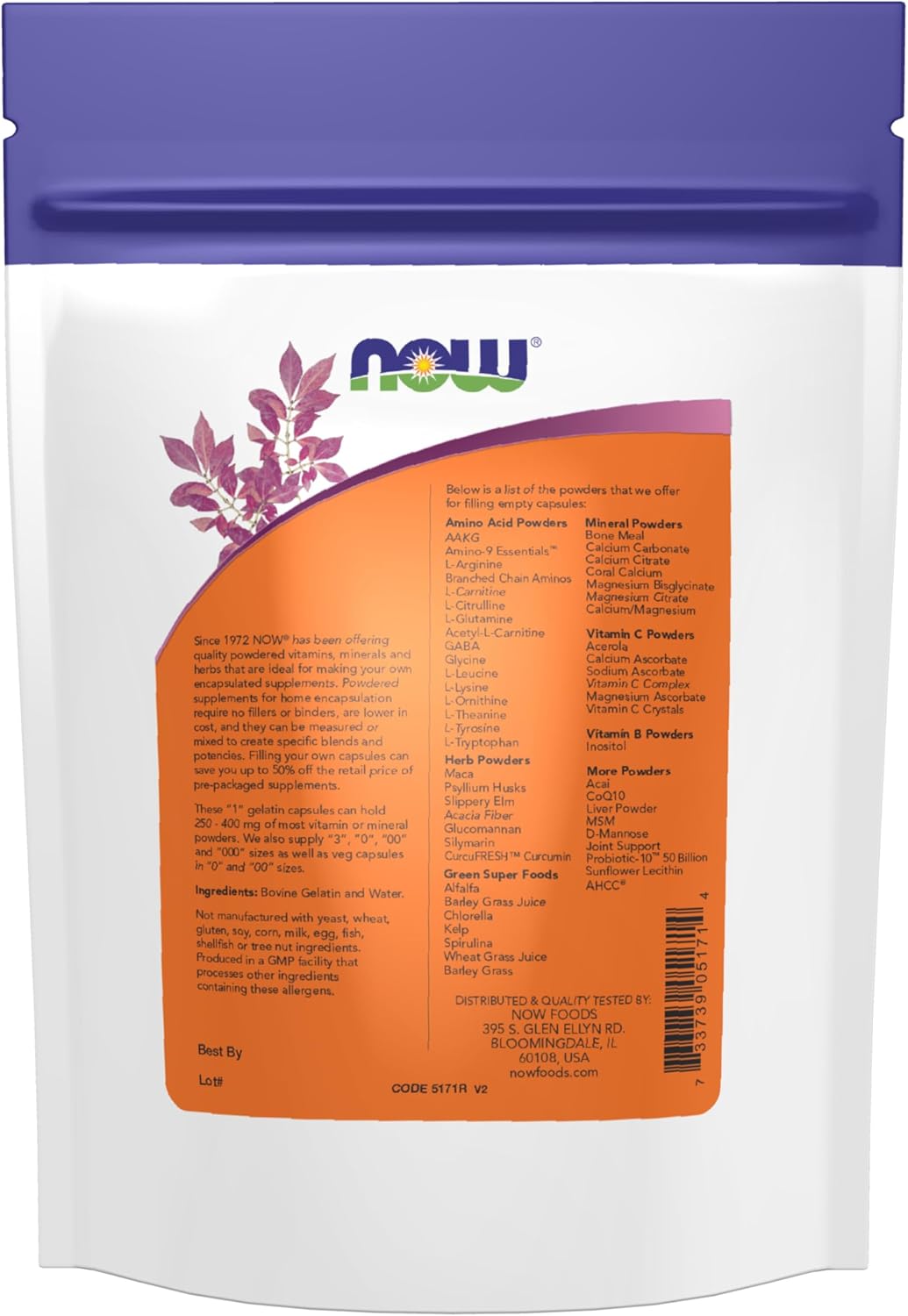 NOW Foods Bovine Sourced Empty Gelatin Capsules - 500 Gel Capsules by Weight