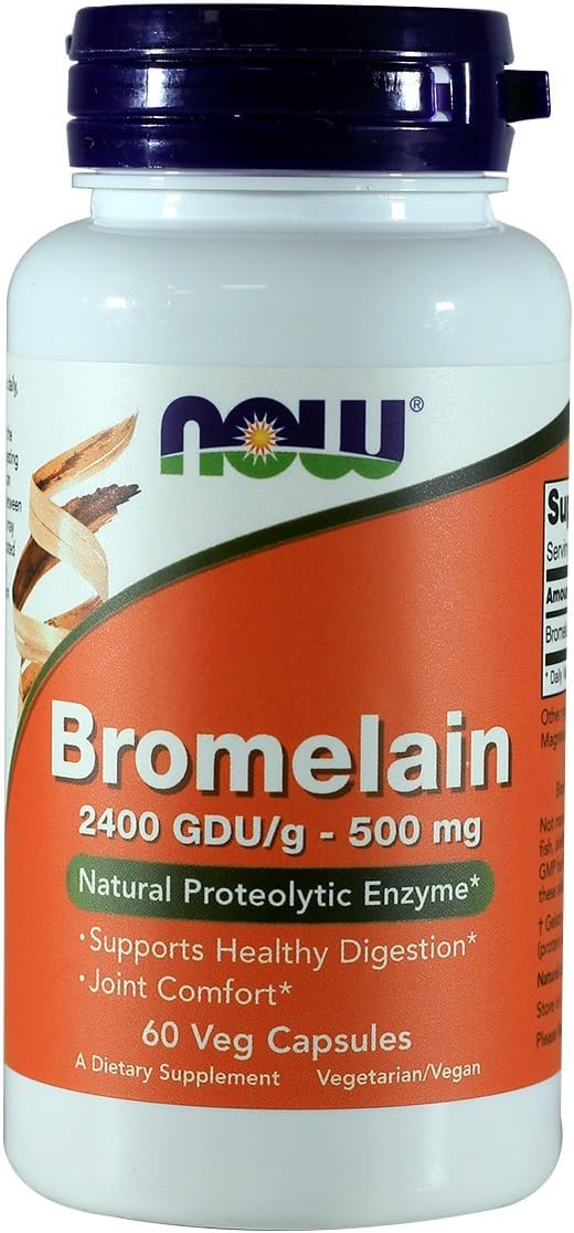 NOW Foods Bromelain 2400 GDU 500mg 60 Capsules - Pack of 2
