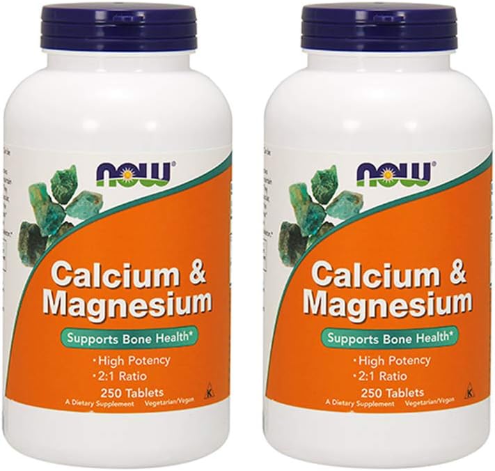 Now Foods Calcium & Magnesium Tablets - Pack of 2, 500 Total Tablets