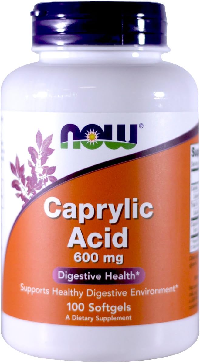 Now Foods Caprylic Acid Softgels, 600mg, 100 Count - Pack of 2 for Gut Health and Digestive Support