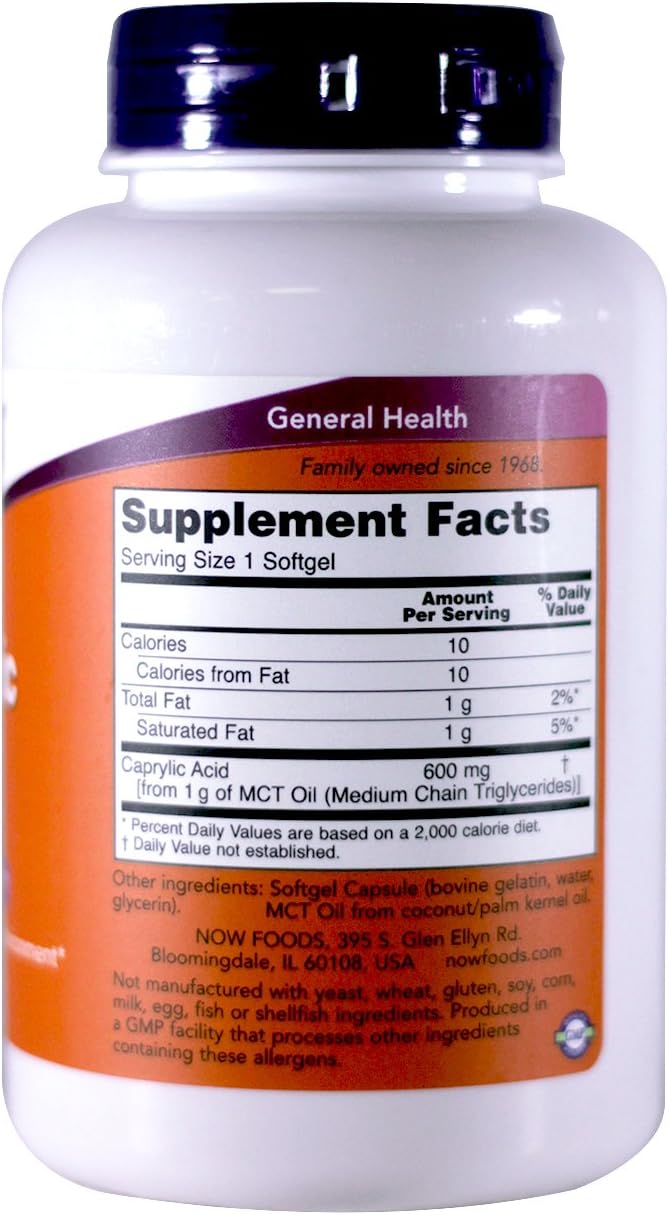 Now Foods Caprylic Acid Softgels, 600mg, 100 Count - Pack of 2 for Gut Health and Digestive Support