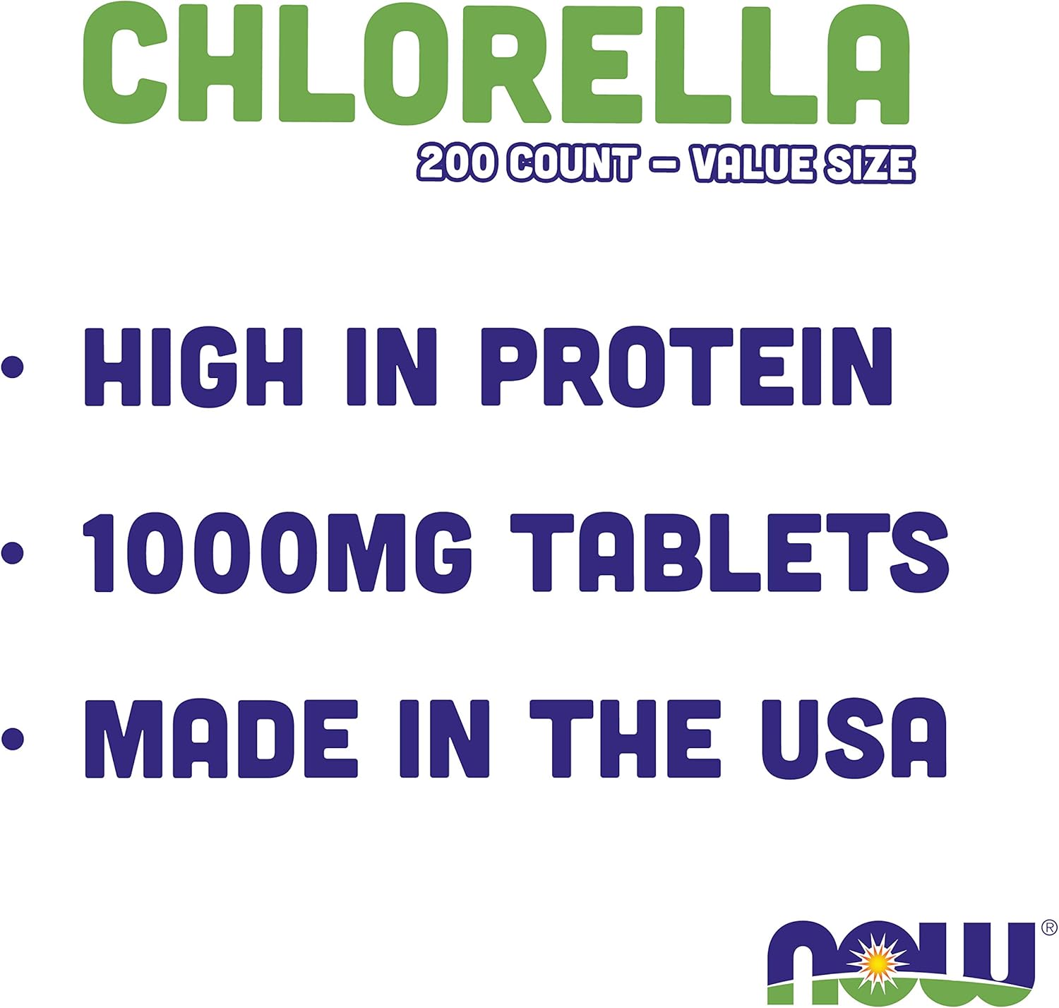 Now Foods Chlorella Tablets - 1000mg, 200 Count (Pack of 2) - Rich in Chlorophyll, Beta-Carotene - Non-GMO, Vegan - Superfood Supplement for Women and Men