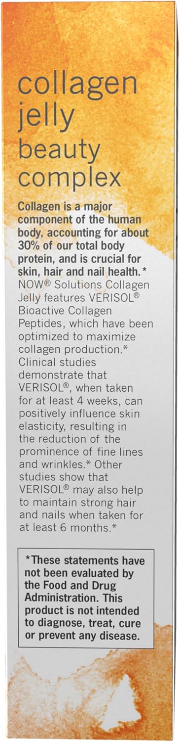 NOW Foods Collagen Jelly Beauty Complex - Sweet Orange Flavor, 10 Jelly Sticks Pack