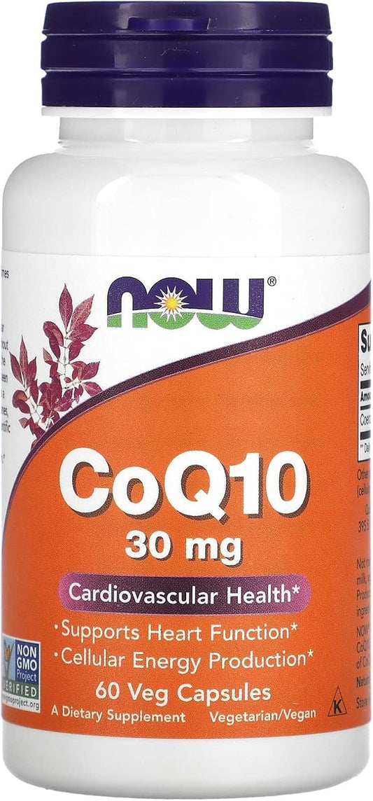 NOW Foods CoQ10 30mg 60 Capsules for Cardiovascular Health and Energy Support