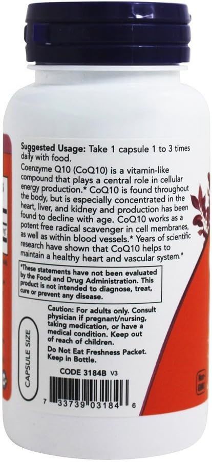 Now Foods Coq10 30mg 60 Vegetarian Capsules for Heart Health Support