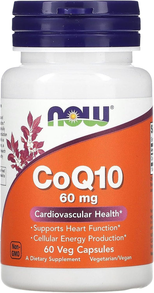Now Foods CoQ10 60mg Veg Capsules - 60 Count Bottle - Heart Health Support Supplement