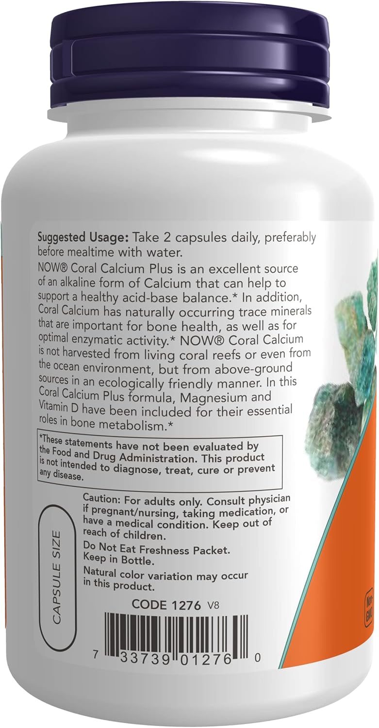 Now Foods Coral Calcium and Magnesium Supplement, 200 Vegetarian Capsules