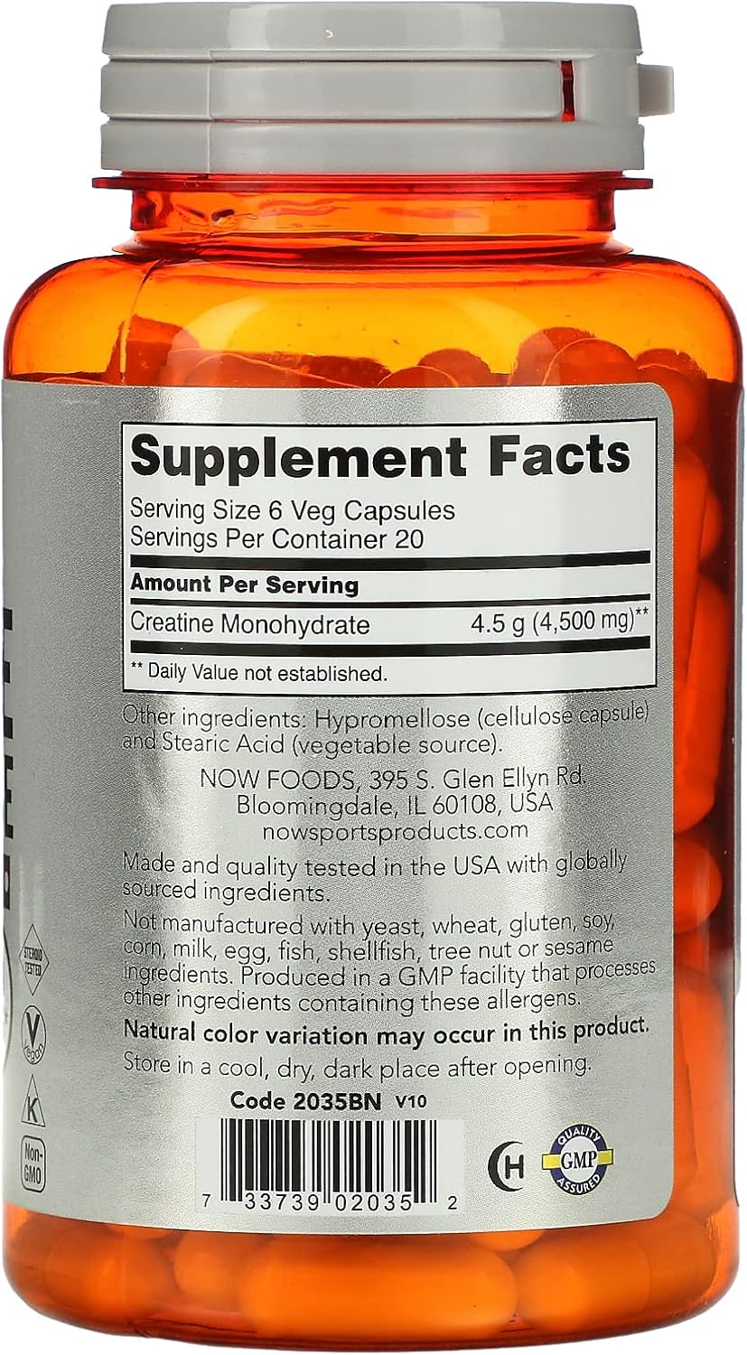 Now Foods Creatine Monohydrate Capsules - 750 mg, 120 Count