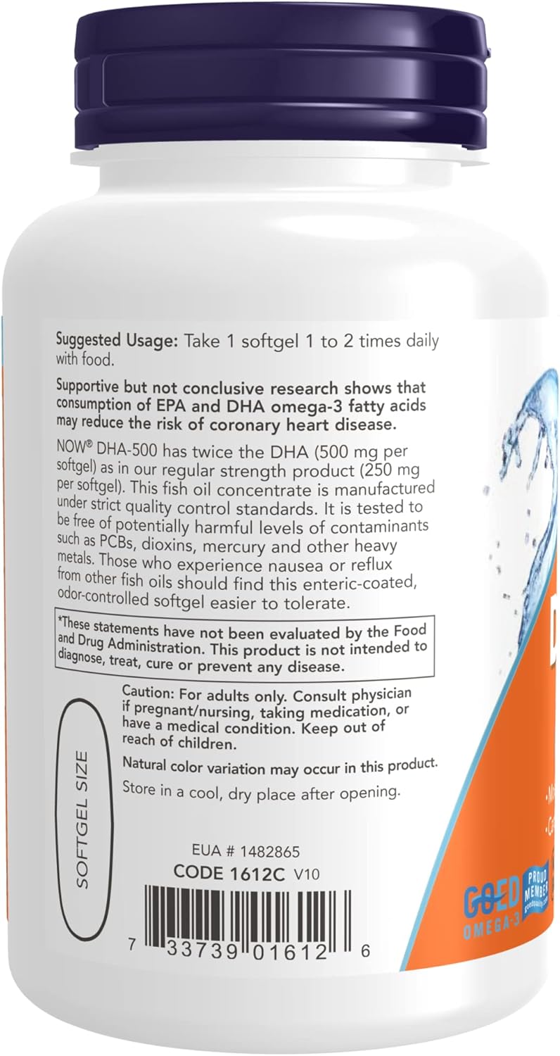Now Foods DHA-500 Softgels - Pack of 2, 90 Count